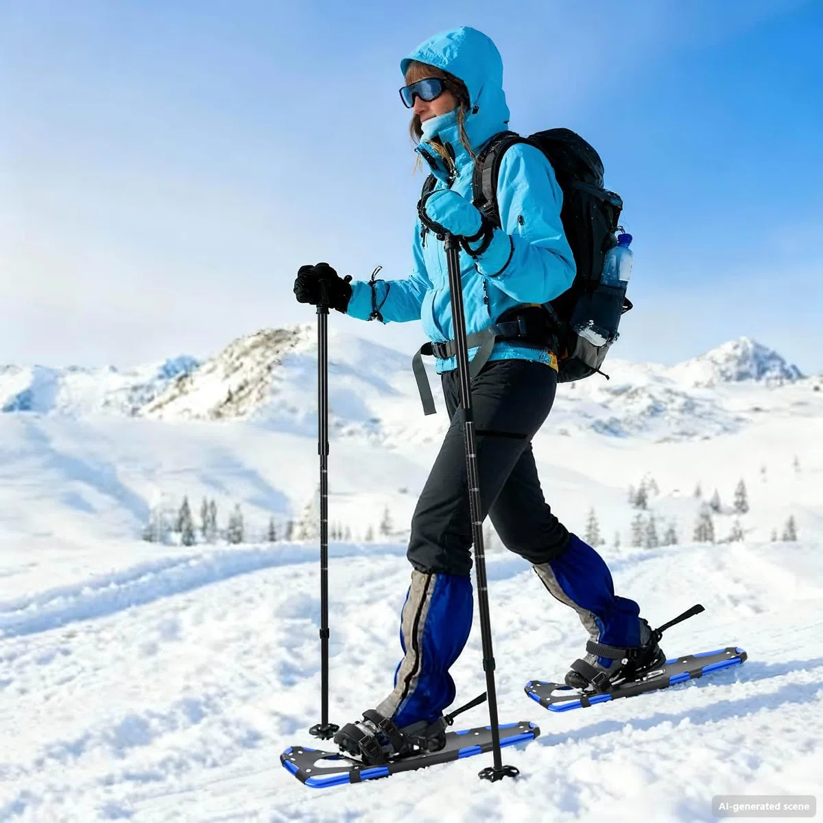 Racchette da neve per uomo e donna, 78,5 x 22 cm, set di racchette da neve regolabili con sistema a cricchetto, telaio in alluminio leggero con borsa per il trasporto