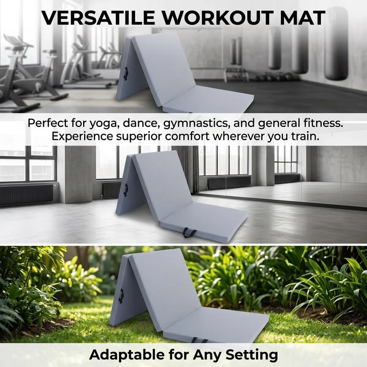 Mat Pieghevole Tappetino Antiscivolo Materassino Fitness Pieghevole Cuscino Ginnastica Portatile Tappetino Pilates Resistente in PU EPE