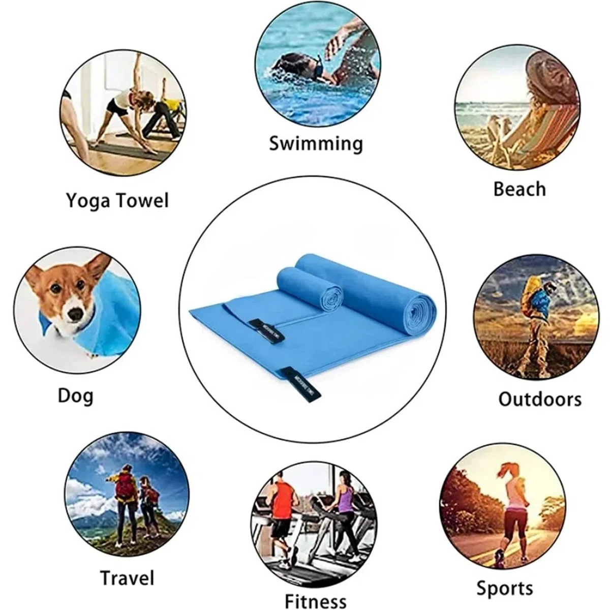 Asciugamano sportivo ad asciugatura rapida 3 pezzi, multifunzionale, da viaggio, for nuoto e yoga, ultra morbido, leggero, super assorbente, in microfibra, for palestra Per Pilates，Hot Gym(Purple)