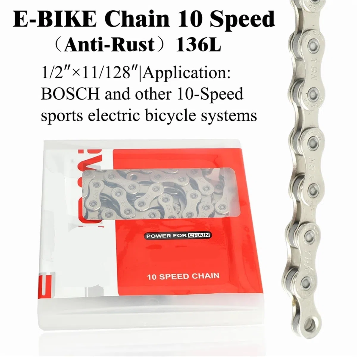 Catena per bicicletta, Catena for bicicletta 8-12 velocità 136 maglie Catena for bicicletta elettrica(10 Speed)