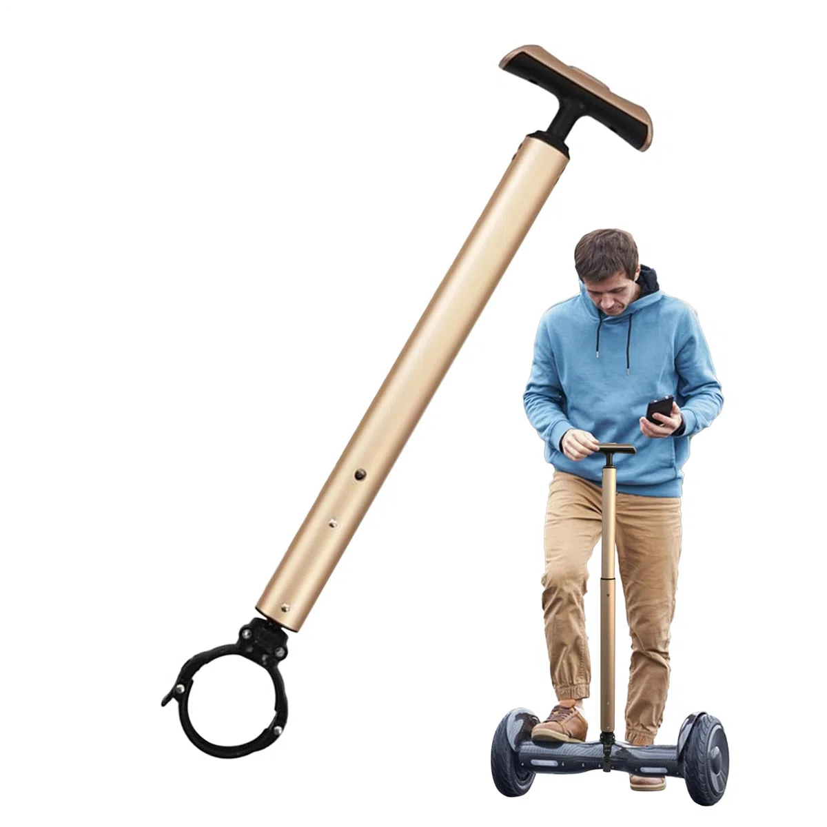 Manubrio per Hoverboard - Barra Manubrio in Lega di Alluminio - Accessori Sicurezza con Presa Antiscivolo per Principianti Monopattini Elettrici
