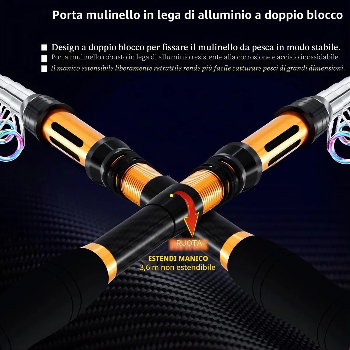 Set Combinato Canna Da Pesca Telescopica Mulinello Da Spinning 99% Carbonio Con Borsa Esche Per Mare Acqua Dolce Stagno Fiume (T1-Kit completi, ‎3.6M/141.7in/11.81ft)
