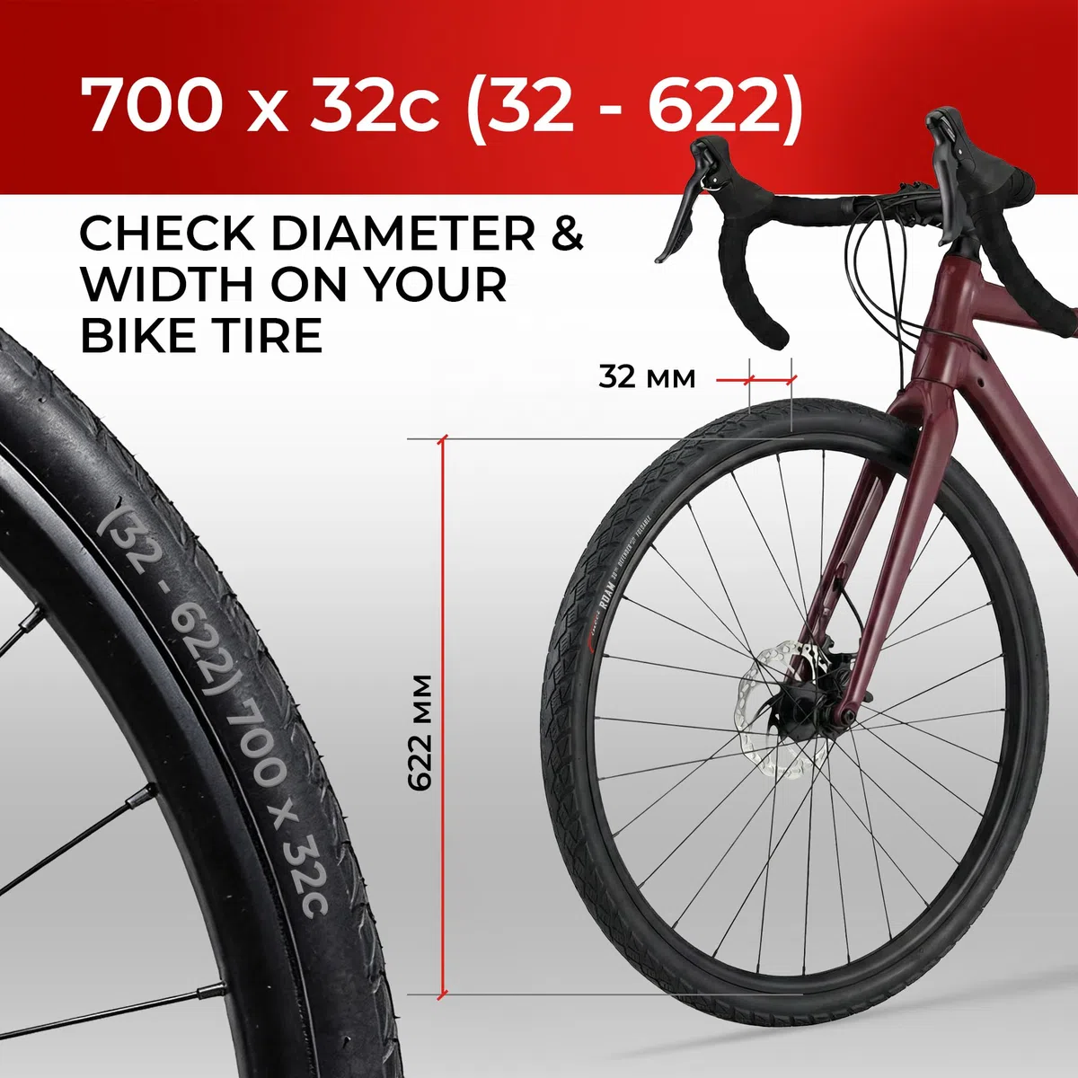 Fincci Copertoni 700x32 32-622 Pieghevole con Protezione 1mm LVL3 30 TPI | Carcassa 30 TPI e Pressione 65-90 PSI per una Guida Fluida su Strada, Bici da Città, Trekking e Percorsi Quotidiani