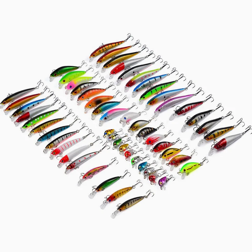 Esche Artificiali Spinning Trota 56 Pezzi Kit di Esche da Pesca - Set di Esche da Pesca Artificiali Spinning Mare Minnow Swimbait da Pesca Artificiale con Crankbaits, Stickbait, Esche Dure