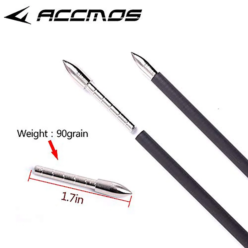 ACCMOS 12 Pezzi Caccia Freccia di Carbonio ID 4,2 mm Spine 300 350 400 500 600 700 800 900 1000 con 4 "Piuma di Tacchino per Tiro con L'Arco Tiro Accessori per Arco