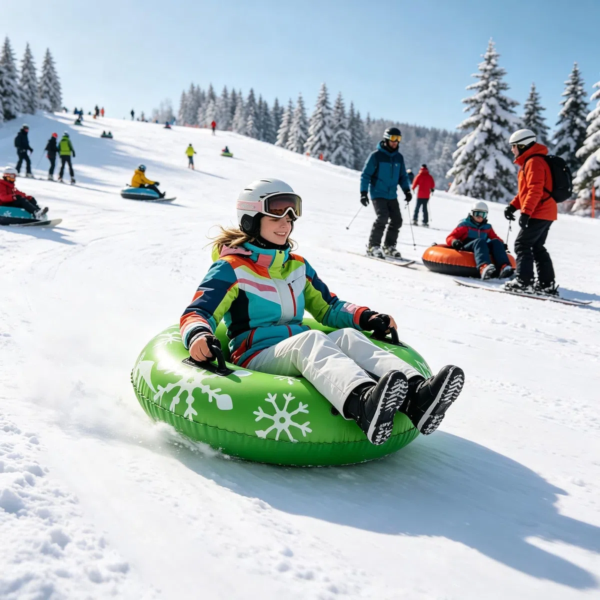Tubo Da Neve Ciambella Da Slittino In PVC 90 X 90 Cm | Tubo Invernale Gonfiabile Regalo di Natale per Bambini Bambine Uomini Donne Sci Lago Fiume Ghiacciato Outdoor