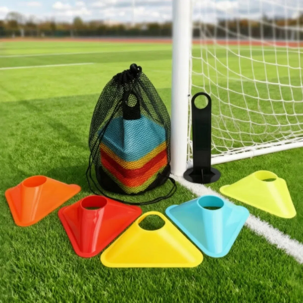 50 Pezzi Cinesini con Borsa e Supporto | Resistenti, Flessibili, Attrezzatura Sportiva, per Campo Sportivo, Palestra, Allenatori