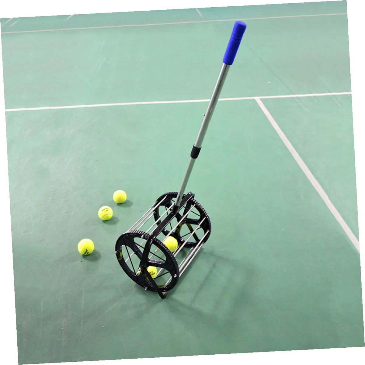 Raccoglipalle da Tennis Regolabile, capacità 55 Palline, Raccolta | Nailon e Metallo, Rotelle Fluide, Leggero e Portatile, per Tornei e Allenamento