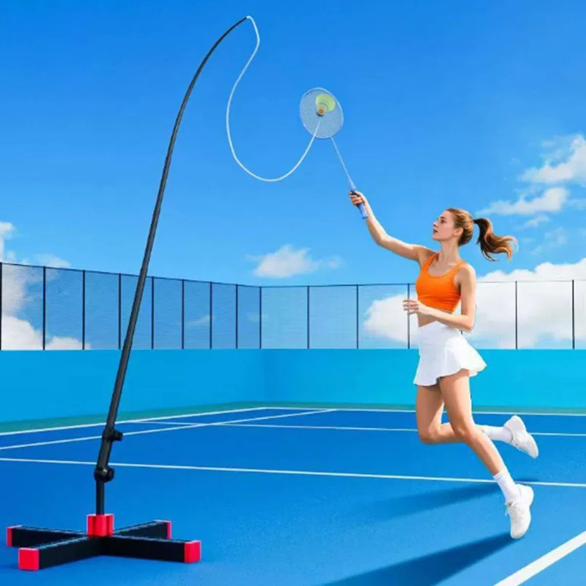 Allenatore Da Badminton Portatile Pieghevole Con Rimbalzo Automatico | Set Badminton Pratica Singola Per Uomini Donne Adolescenti Bambini Principianti Appassionati Interno e Esterno