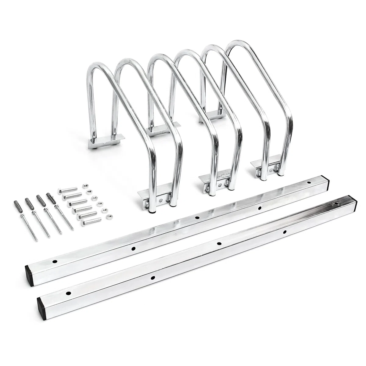 Relaxdays Stand Portabici per 3 Biciclette, Montaggio alla Parete e al Pavimento, Misure HxLxP: 26 x 73 x 32 cm, Argento