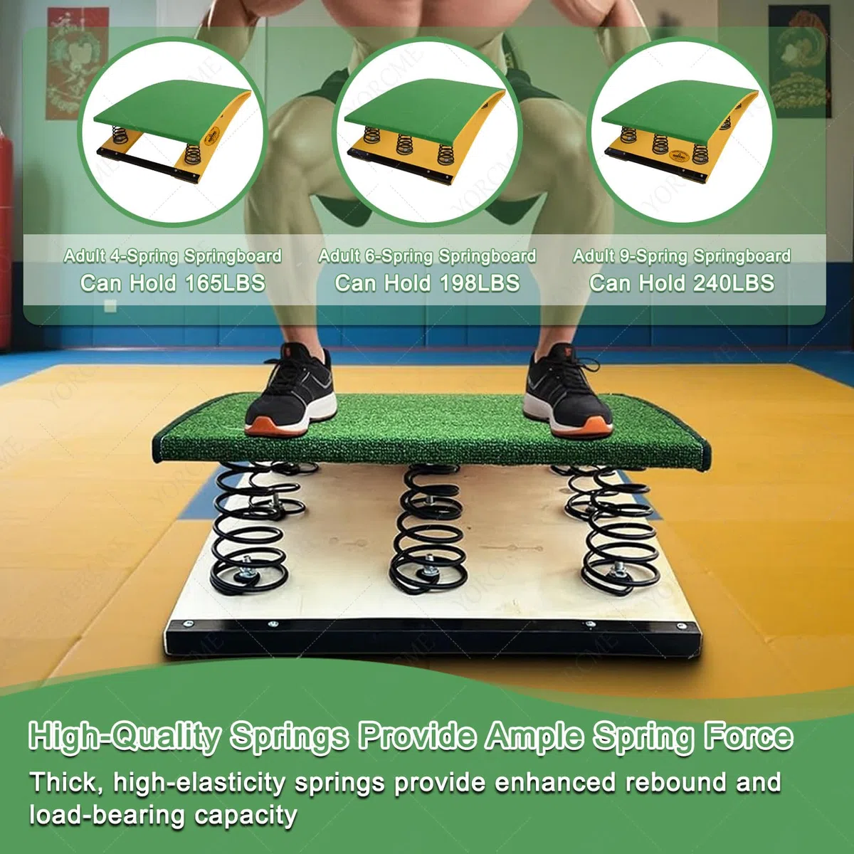 Trampolino Multisport, Attrezzatura per Allenamento E Volteggio, Pedana di Supporto al Salto - Ginnastica/Wushu/Tuffi, Design A 4/6/9 Molle, Impermeabile per Piscina/Uso Esterno 6Springs