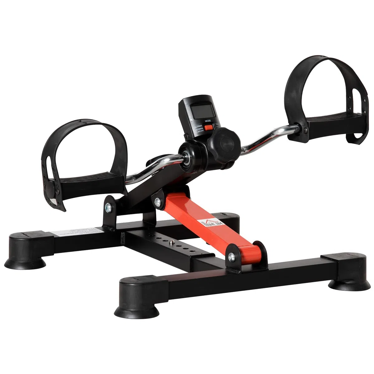 HOMCOM Mini Cyclette per Riabilitazione con Altezza e Resistenza Regolabile e Display LCD, in Acciaio e ABS, Nera e Rossa