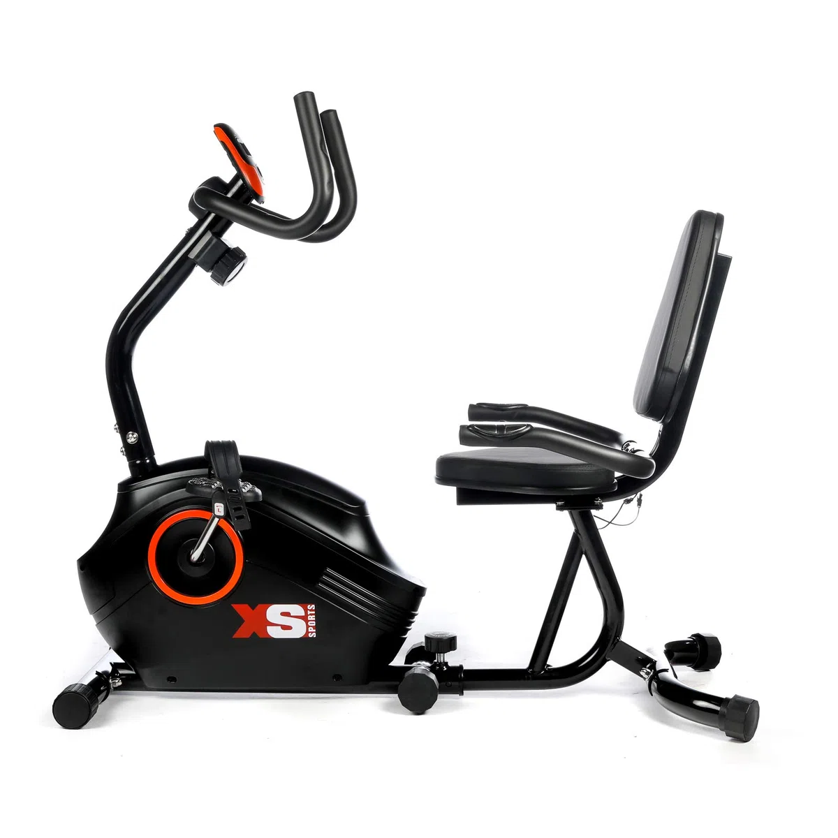 XS Sports B400R - Cyclette reclinata per riabilitazione, 8 livelli di resistenza magnetica, con monitor LCD, sensori di impulsi con maniglia, sedile regolabile