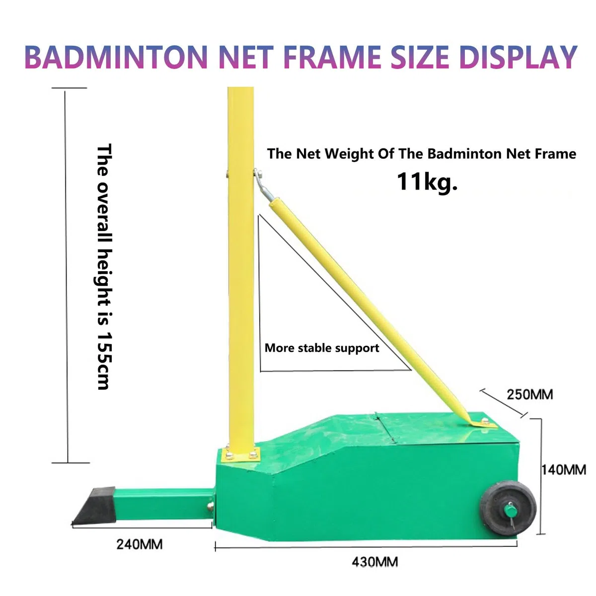 Palo Da Badminton Per Giardino Supporto Rete Portatile | Base Zavorrata/Rete, Pali Telaio Rete Badminton1,55 M, Uso Interno Esterno Parco Stadio Campo Sportivo