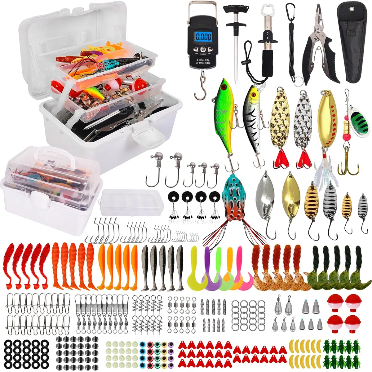 Kit da Pesca 213 Pezzi, Set Completo per Principianti ed Esperti con Cassetta Portabile, per Pesce Persico, Bluegill e Persico Trota