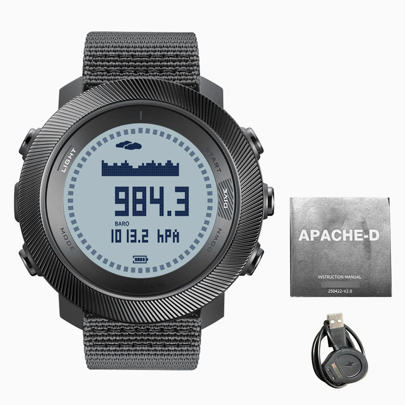 Keenso Orologio Sportivo Digitale con Bussola e Altimetro, Cassa in Fibra di Carbonio PPS 100 M Antipioggia Retroilluminazione a LED Registro Immersioni Contapassi per Uomo all'aperto Escursionismo