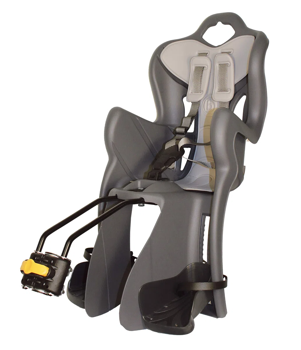 b bellelli B-One - Seggiolino Bici Posteriore - Attacco Multifix - Si Fissa al Telaio - dai 9 Mesi ai 8 Anni - Max 15 kg - Colore Dark Grey Versione Luxury