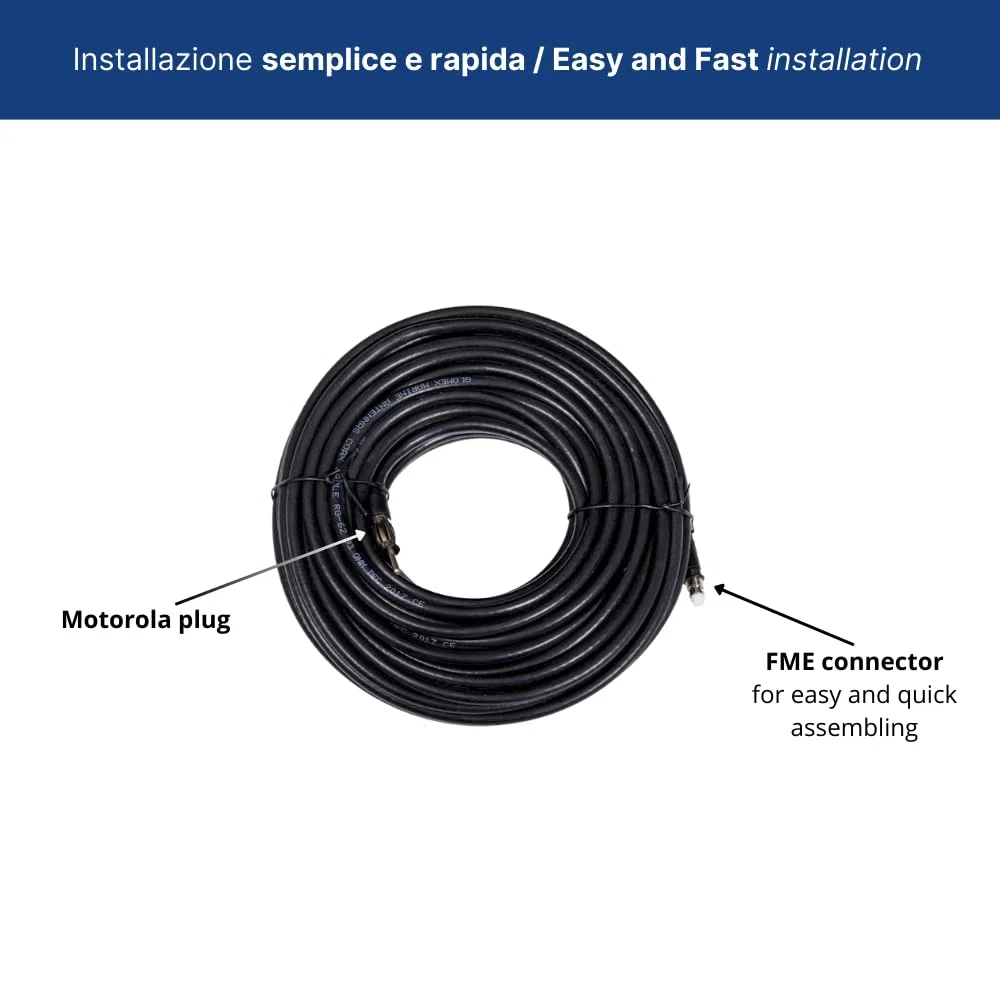 Glomex – Cavo Coassiale RG-62 Bassa Perdita 18m (93 Ohm), Modello RA360/18 – Connettori FME/Motorola Pre-Installati, Fast Fitting, Per Antenne FM Glomeasy, Per barche a vela, motore, gommoni, yacht