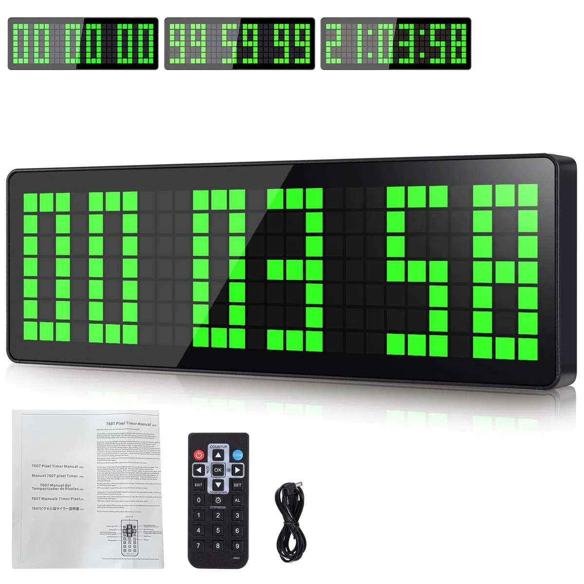 Timer da Palestra, 13.2" Grande Orologio da Parete Digitale, con CountDown/Up Cronometro, Telecomando, Luminosità Regolabile per Soggiorno, Ufficio, Cucina, Aula, Palestra