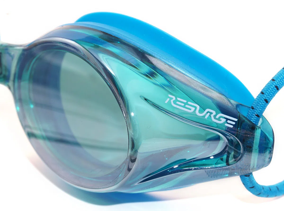 Occhialini da nuoto anti appannamento con cinghia elastica a regolazione rapida (specchio blu)