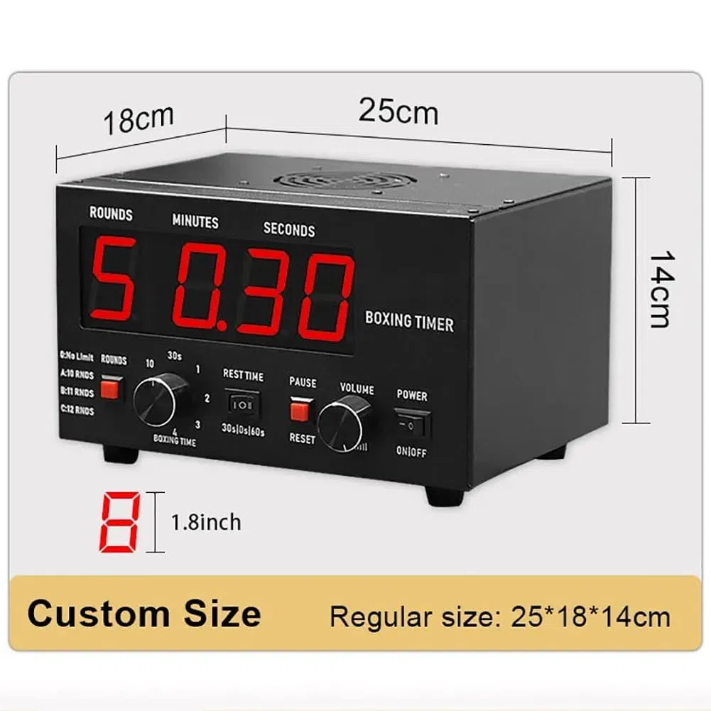 Timer a intervalli di boxe con display a LED, tempo regolabile, funzioni audio, timer tabellone segnapunti per Muay Thai, MMA e kickboxing