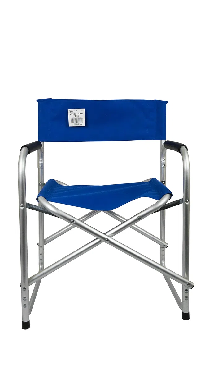 Hyfive Sedia pieghevole in alluminio blu con braccioli, da campeggio, pesca, giardino