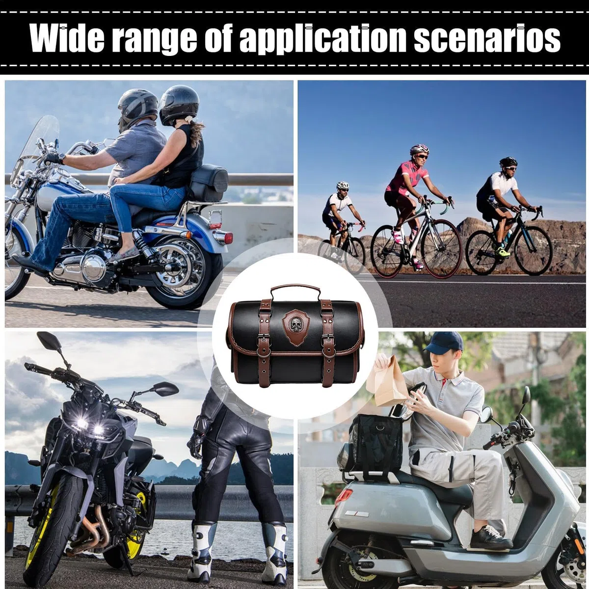 Borsa degli attrezzi per moto, borsa per attrezzi da equitazione, multiuso per telaio laterale, scooter elettrico, sedile posteriore
