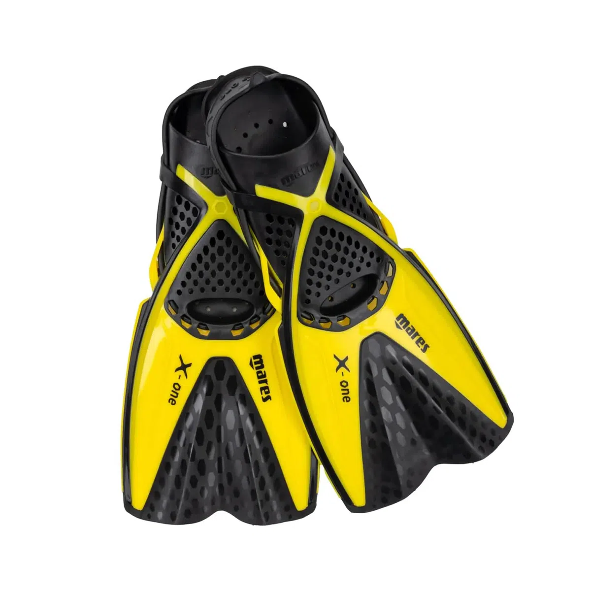 Mares X-One - Pinne snorkeling corte e leggere, scarpetta aperta forata, tecnologia Channel Thrust, ideali per viaggi e immersioni tropicali