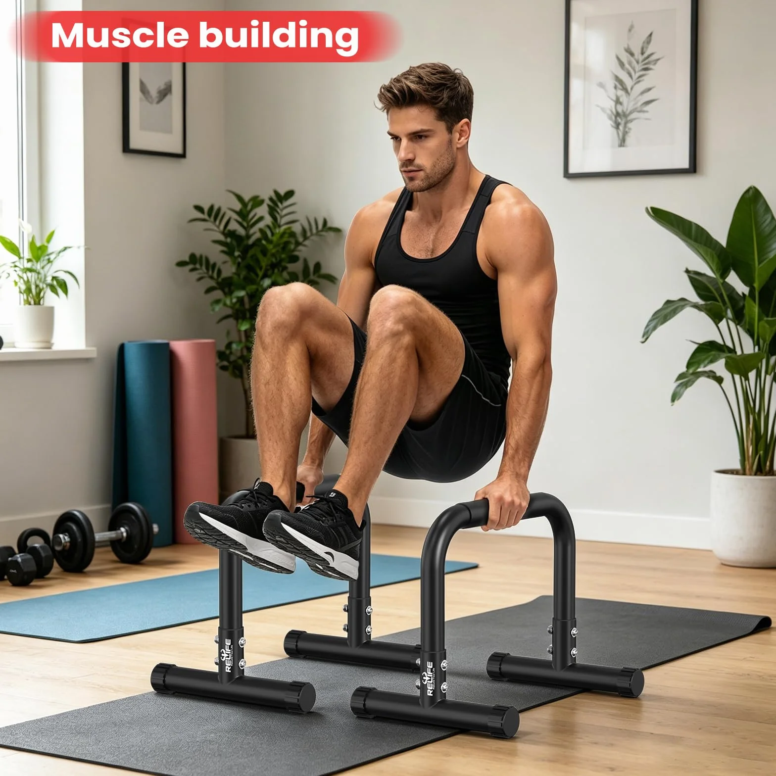 RELIFE REBUILD YOUR LIFE Dip Station Regolabile Parallele Calisthenics Parallel Bars Parallettes Push up Dip Stand Fitness parallettes Heavy Duty Libera Installazione