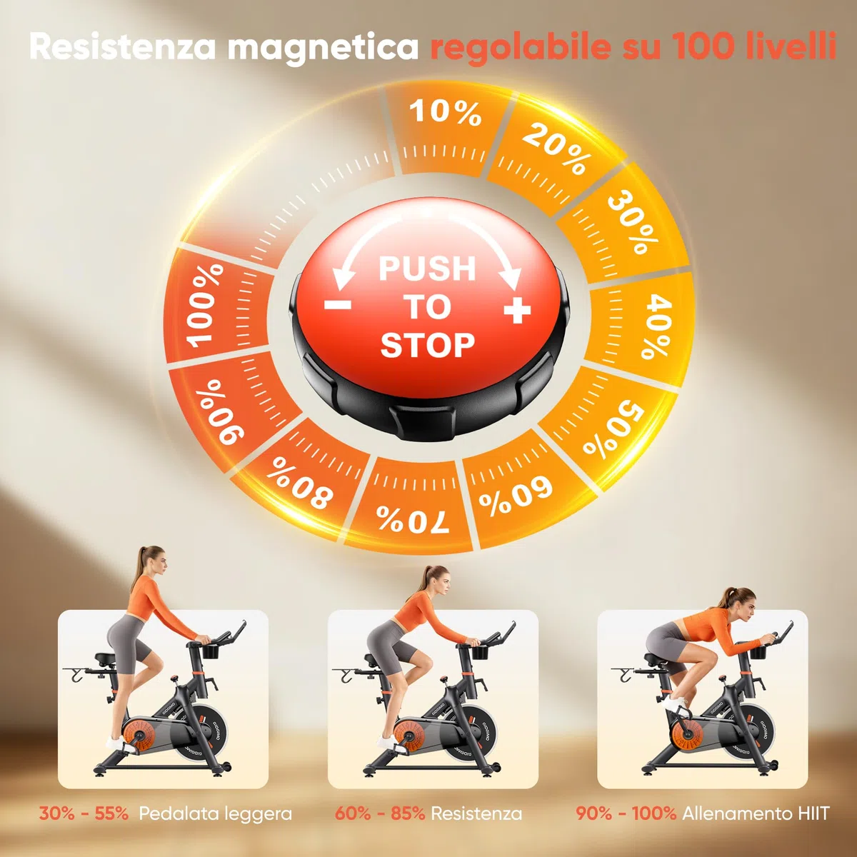 GIDGIMO Cyclette da Casa 2026 con Resistenza Magnetica Regolabile 100 Livelli, Spinning Bike Silenziosa con Schermo LCD, Sedile Traspirante, Sensore di Frequenza Cardiaca, Capacità Massima 150KG