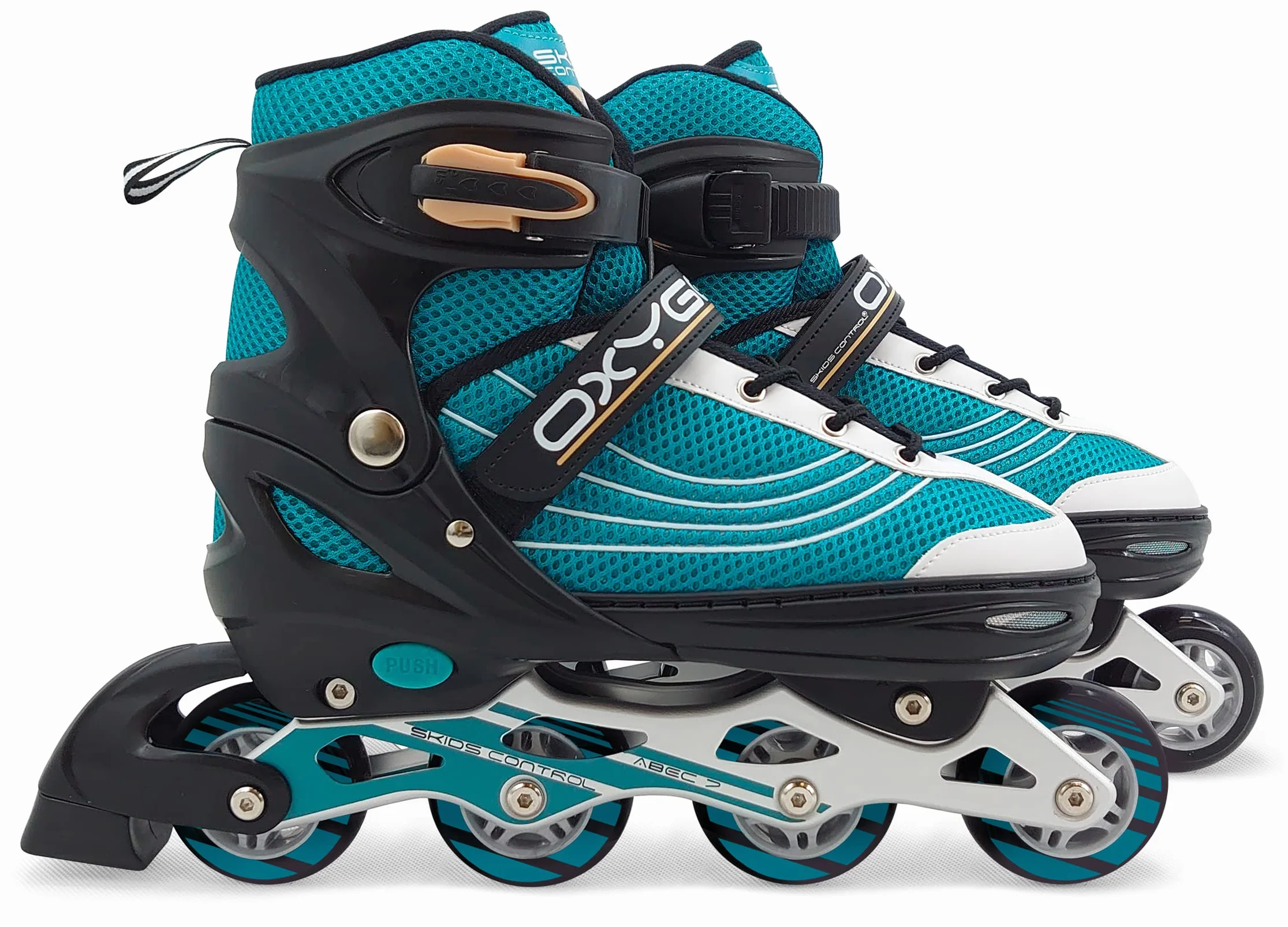STAMP Pattini in Linea Regolabile Semi-Soft SKIDS Control Oxygen T. 46-45, Blue-Black