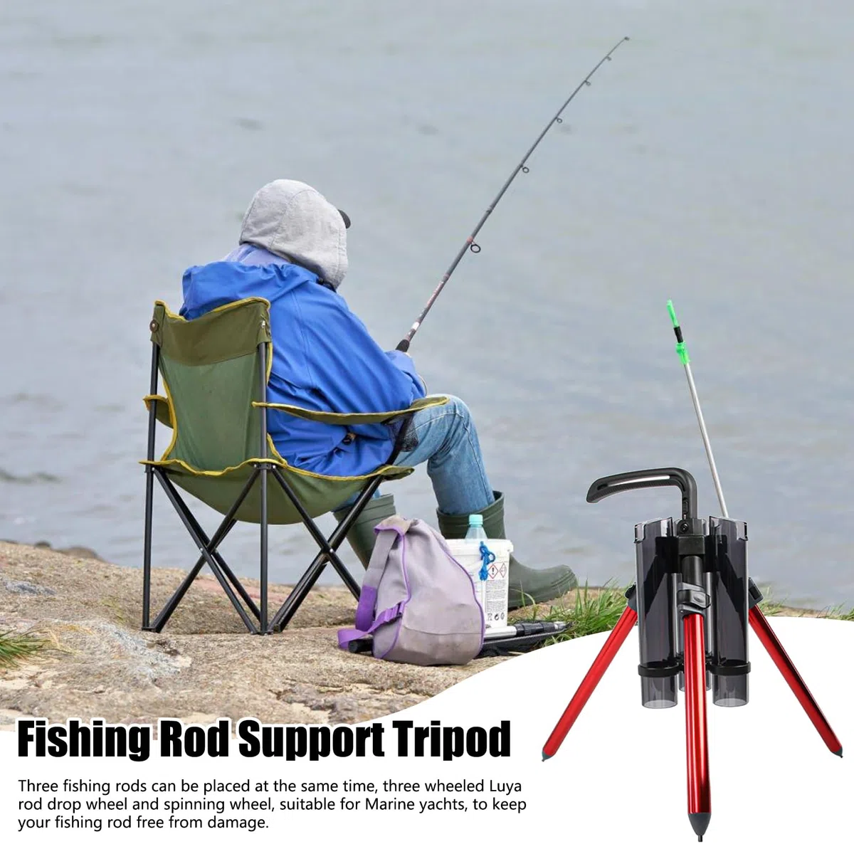 Porta canna da in piedi,per supporto per canna da per treppiede per da | addensata pieghevole portatile, organizer per canne per yacht marittimi, barche, 3 canne da