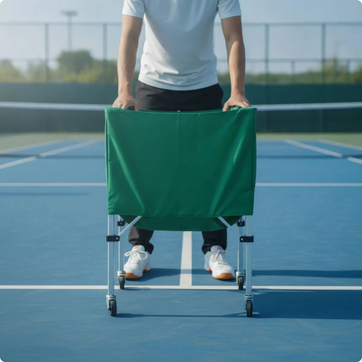 kowaku Carrello Porta Palline da Tennis Salvaspazio Carrello Porta Palline da Tennis con Borsa Trasporto Polivalente Raccoglipalle per Palestre, Verde