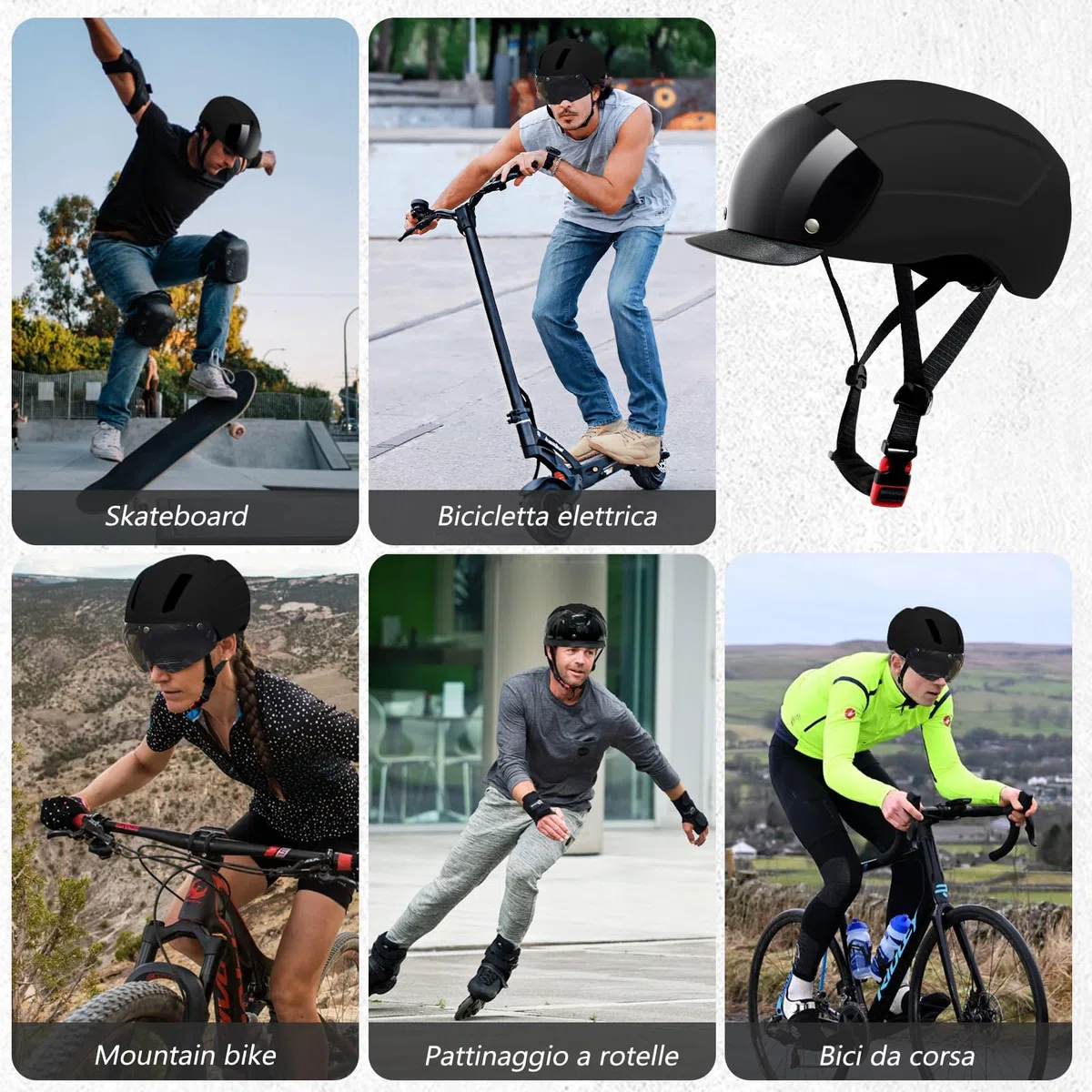 LeapBeast Casco Urbano Unisex,Casco da Bicicletta Leggero con Visiera Parasole e Occhiali Magnetici Staccabili, Misura Regolabile,Calotta in PC, Adatto per Bici Elettriche,MTB e Bici da Città