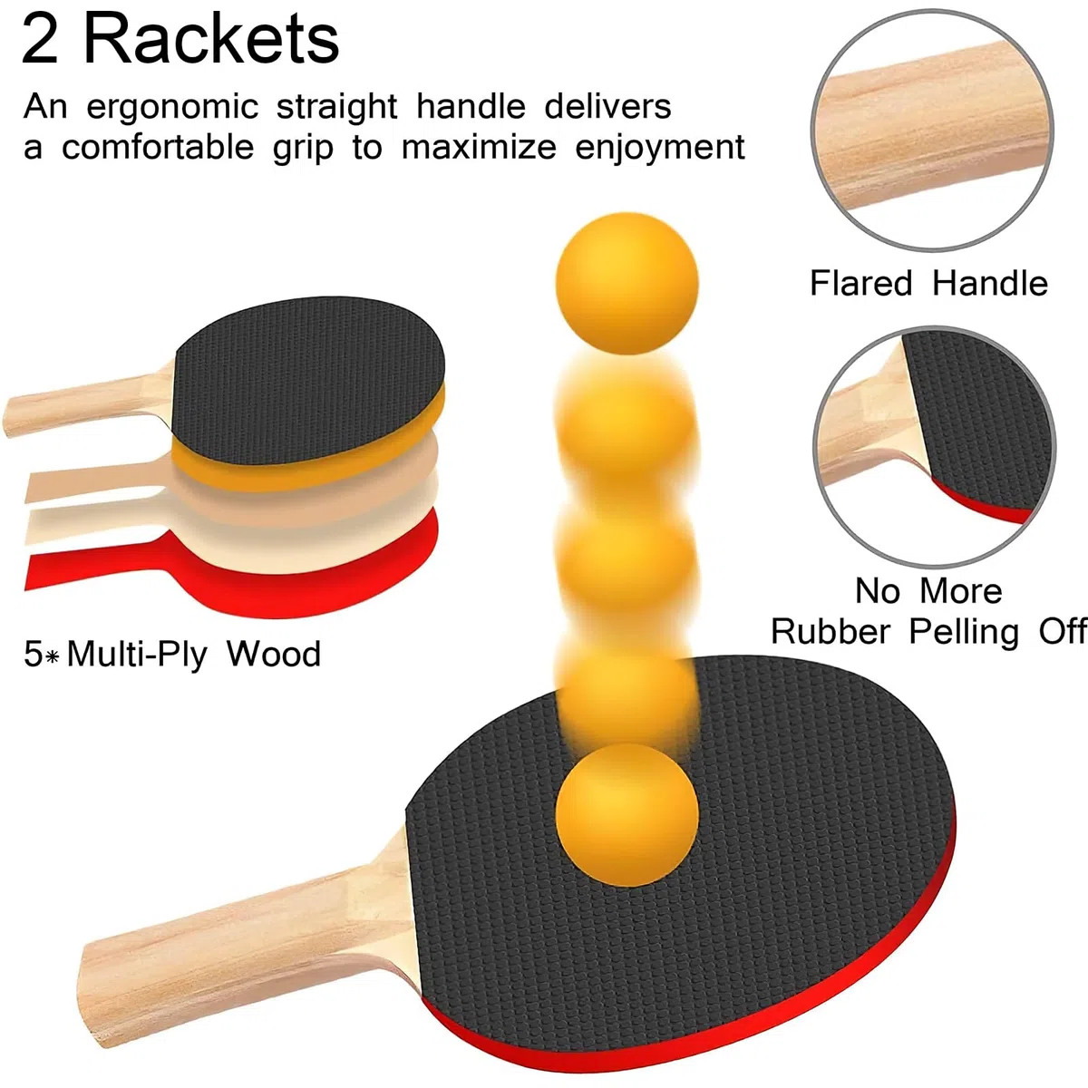 FBSPORT Set da ping pong, set portatile da ping pong con rete retrattile, racchette, palline e borsa per il trasporto, per giochi interni ed esterni