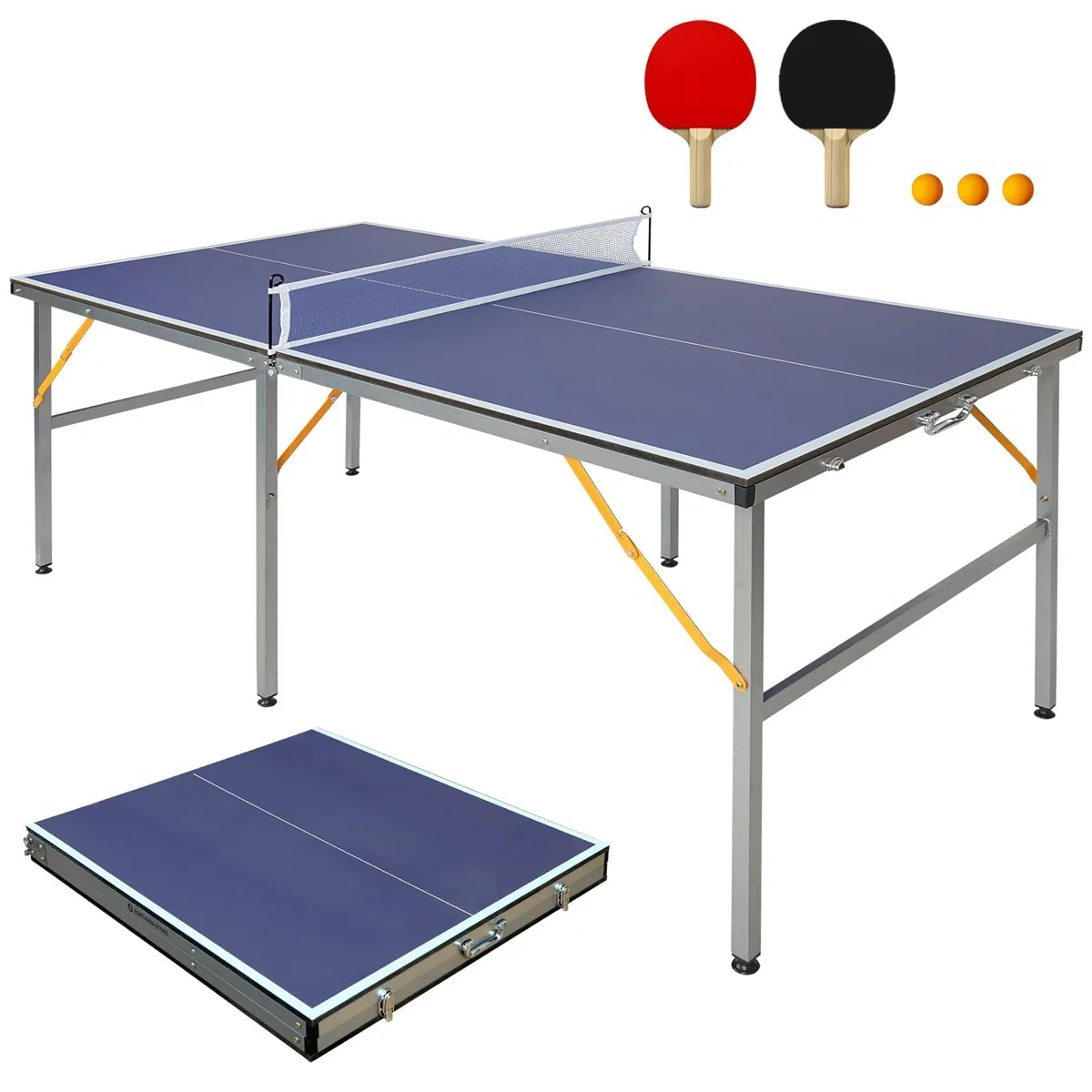 Tavolo da ping pong professionale, tavolo da ping pong pieghevole e mobile per interni ed esterni, dimensione regolamentare, modalità di riproduzione singola per gioco in famiglia, allenamento