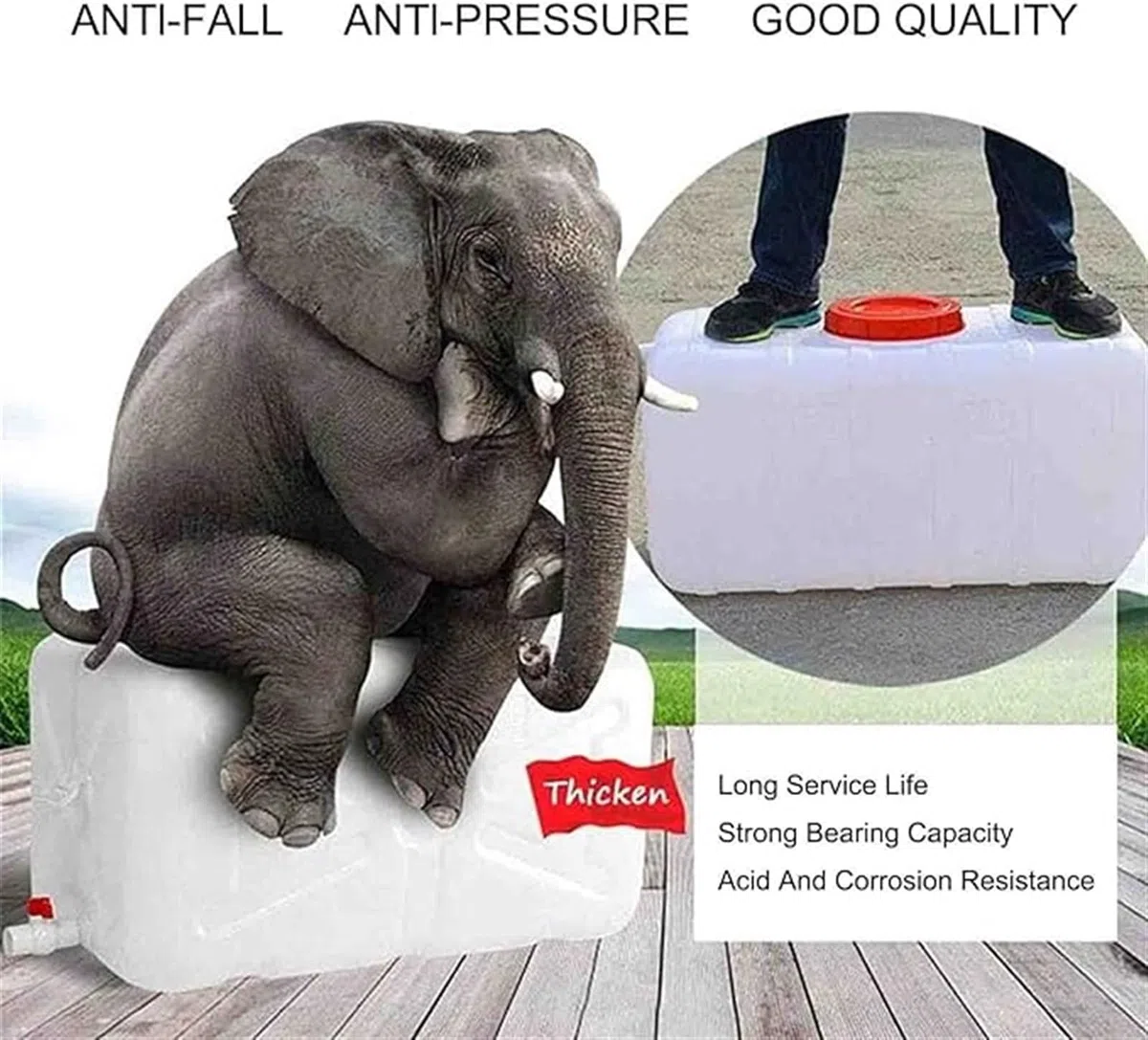 Secchio Acqua Domestico 50L/100L/150L/200L,Contenitore Campeggio Portatile con Rubinetto, Serbatoio All'aperto, Rettangolare Adatto for Auto Viaggio sul Campo(White,50L)