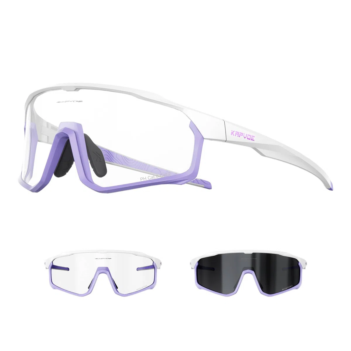 KAPVOE Occhiali Ciclismo Fotocromatici MTB Bici da Corsa Uomo Donna Trasparenti Occhiali da Sole Sportivi - K93