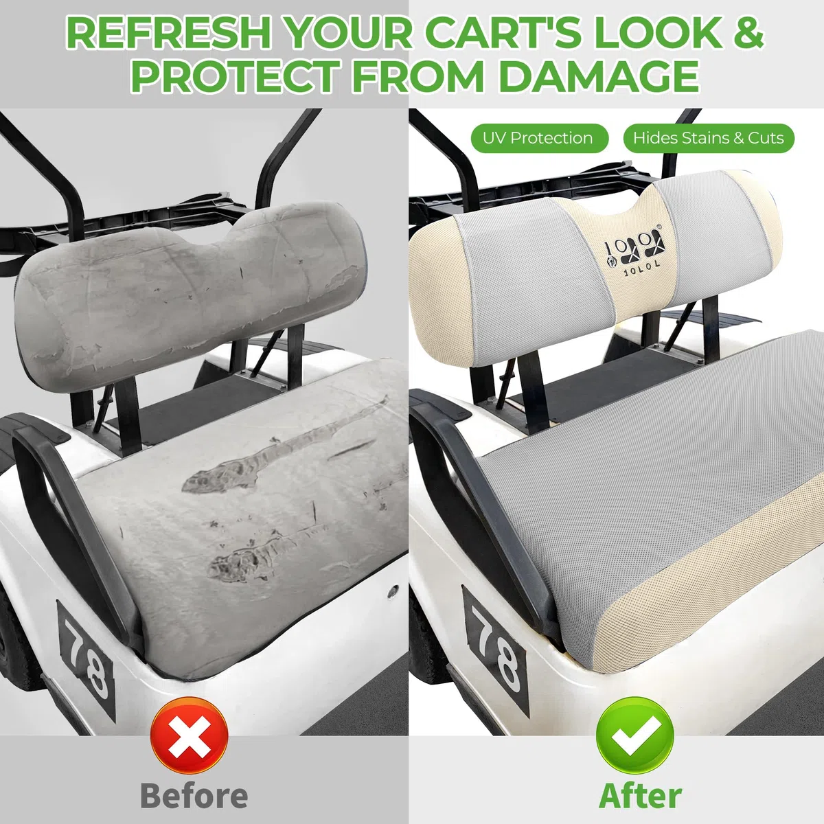 10L0L Coprisedili universali per golf cart vestire il vecchio golf cart durevole materiale traspirante si adatta come un guanto per EZGO TXT RXV Club Car DS, facile da installare