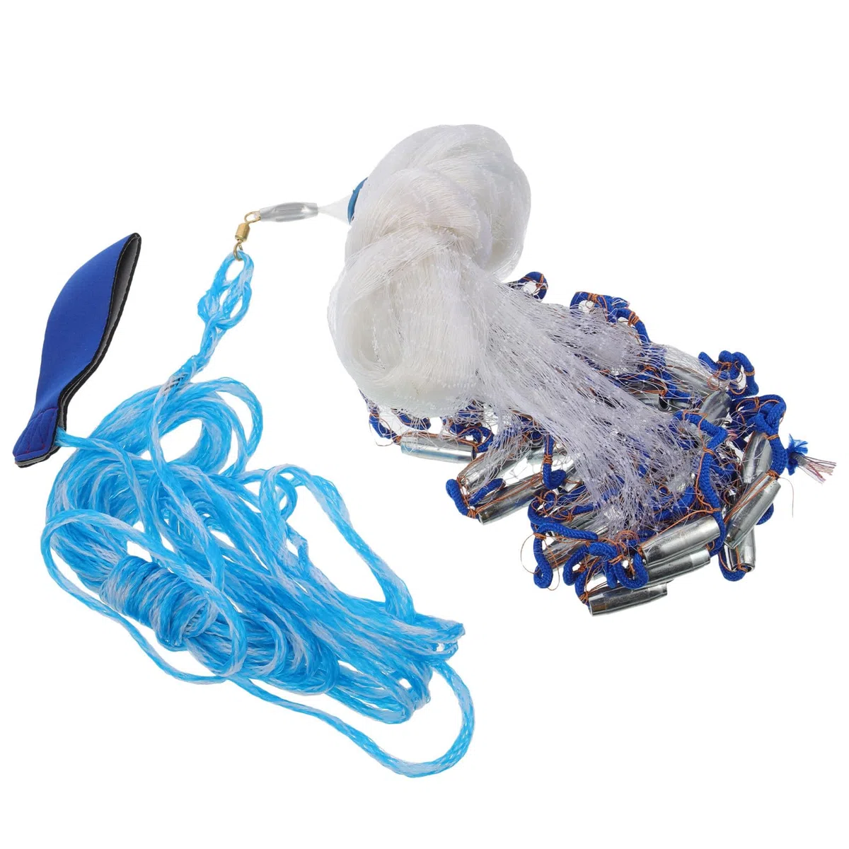 Rete da Lancio Pieghevole Portatile per Esche, Trappola Pesci, Zinco | Anello Galleggiante 360°, Corda Inclusa, per Acqua Dolci e Salate Colore Casuale