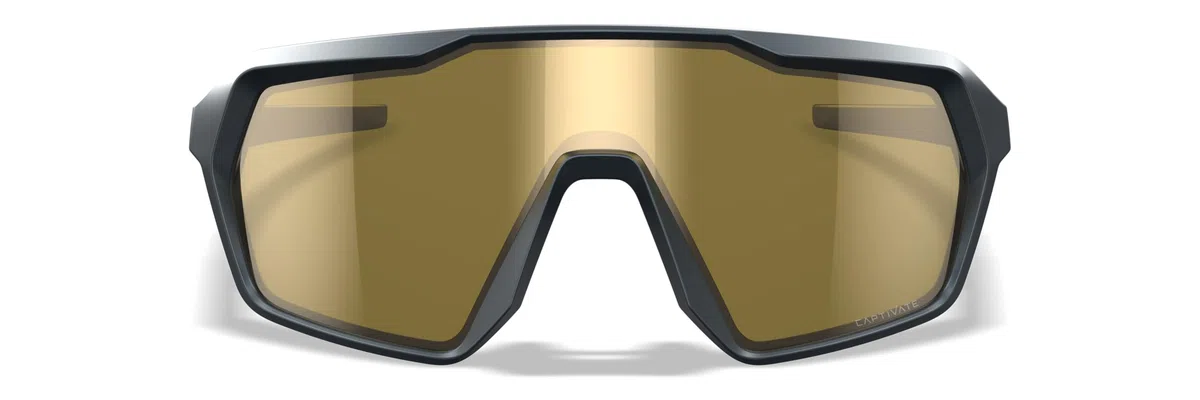 Wiley X Citadel Shield, occhiali da sole di sicurezza per uomini e donne, protezione UV per tiro, pesca e ciclismo, montatura grigio grafite opaca, lenti a specchio oro