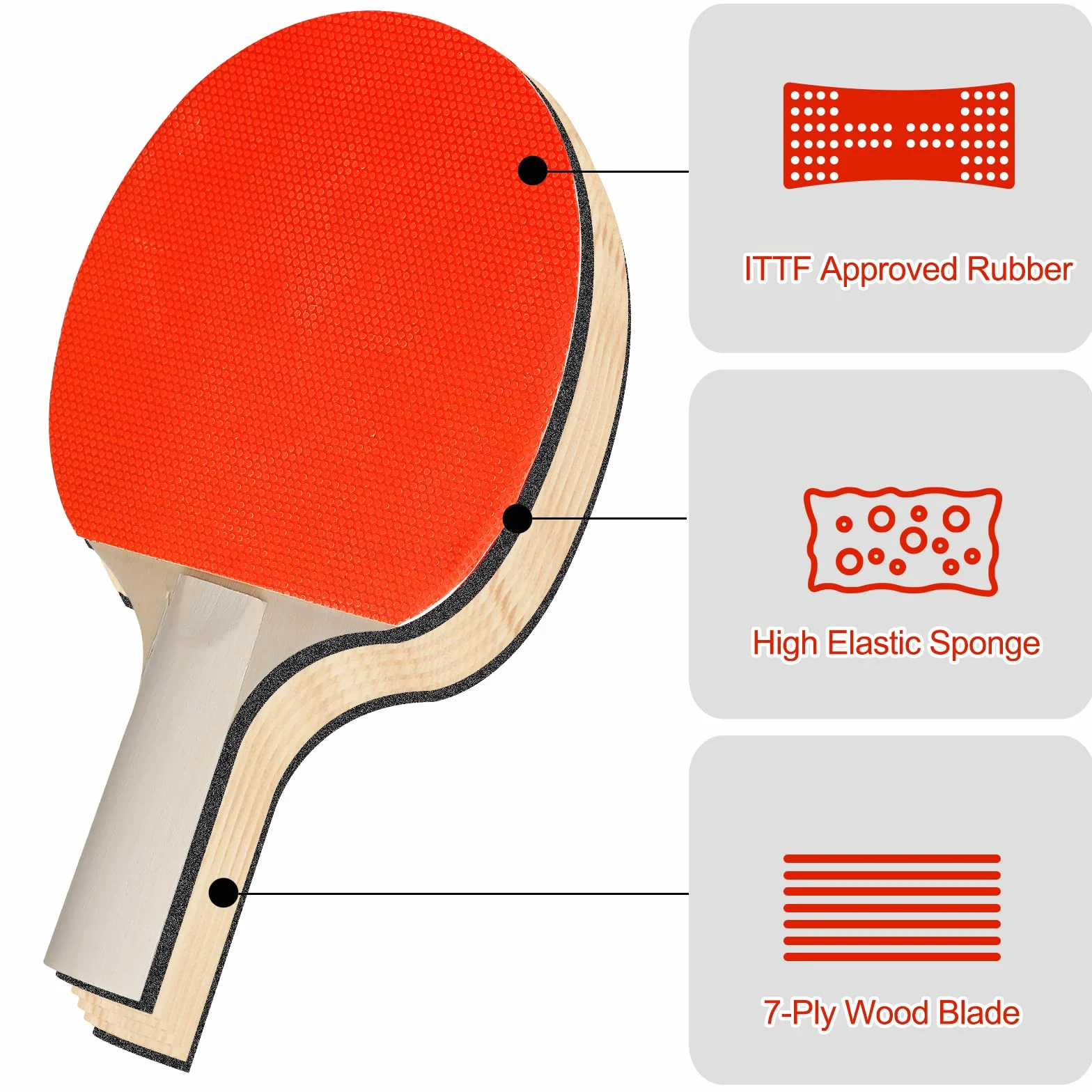 Set da Ping Pong Portatile Con Rete Regolabile, 2 Racchette, 3 Palline, Borsa a Rete Con Coulisse - Per Tavolo Ping Pong