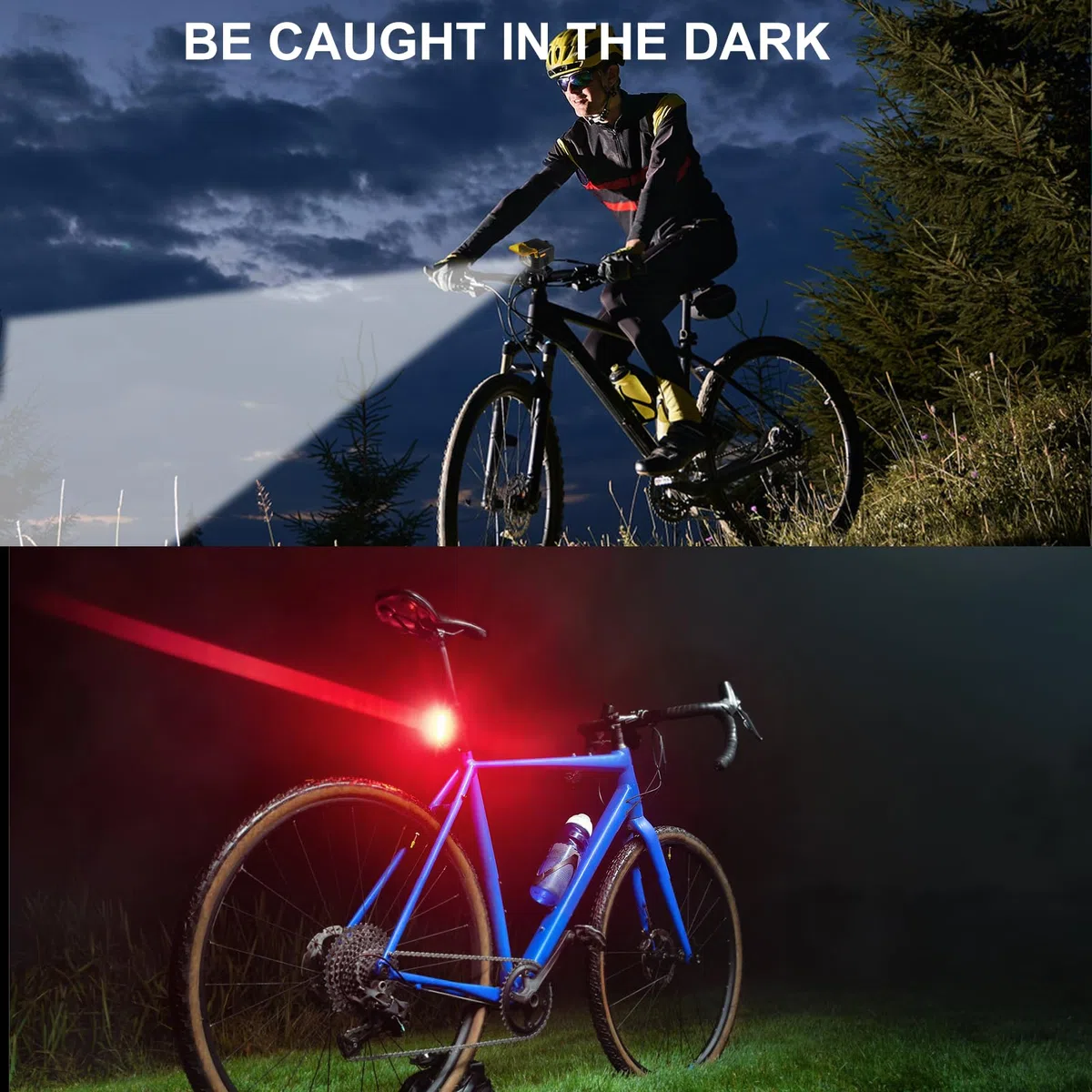 Combinazioni Faro-fanale Posteriore per Bici Alta luminosità 7+6 modalità Impermeabile con Telecomando per la Sicurezza di Guida Notturna i Ciclisti