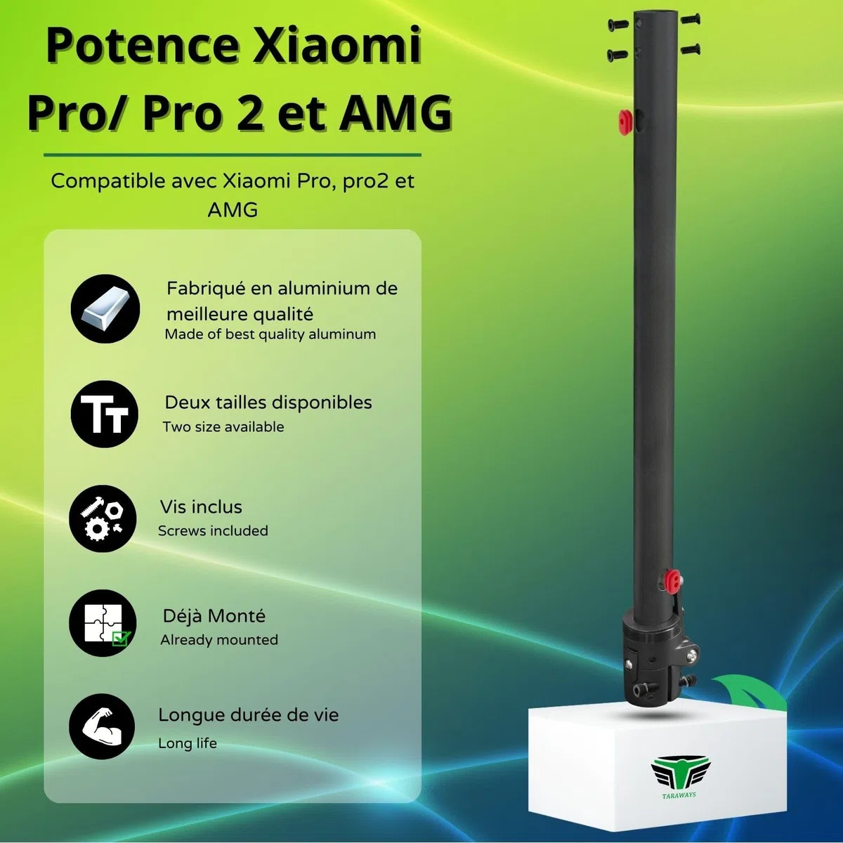 Attacco Manubrio per Scooter Xiaomi M365 Pro Pro2 1S Essential mi3, Completo con Asta Pieghevole, Robusto e Sicuro
