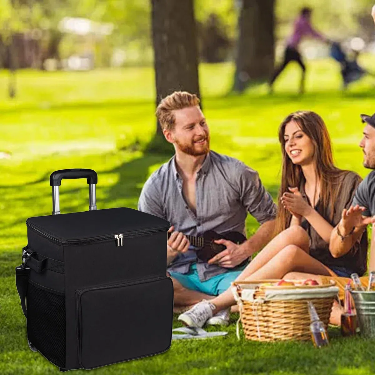 Cooler isotermica su ruote | Dispositivo di raffreddamento termico morbido – Carrello da viaggio 35 litri impermeabile per picnic campeggio shopping all'aperto