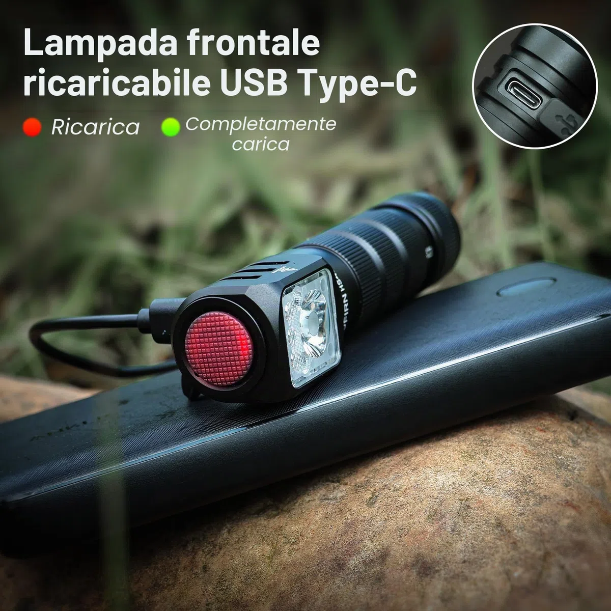 Sofirn HS42 - Lampada frontale ricaricabile con luce rossa, doppia clip, 2100 lumen, super luminosa, torcia a LED ad angolo retto con base magnetica, luce da campeggio per meccanici, caccia