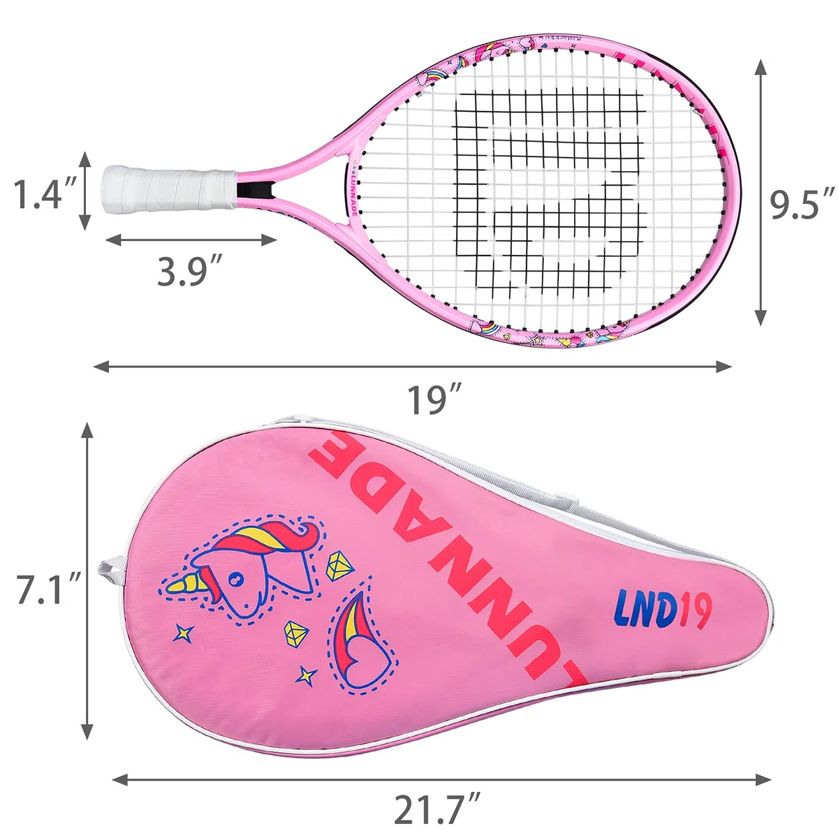 Racchetta da tennis per bambini Junior, 19/21/23/25 pollici, racchetta da tennis con custodia, adatta per principianti ragazzi e ragazze, età 3-12