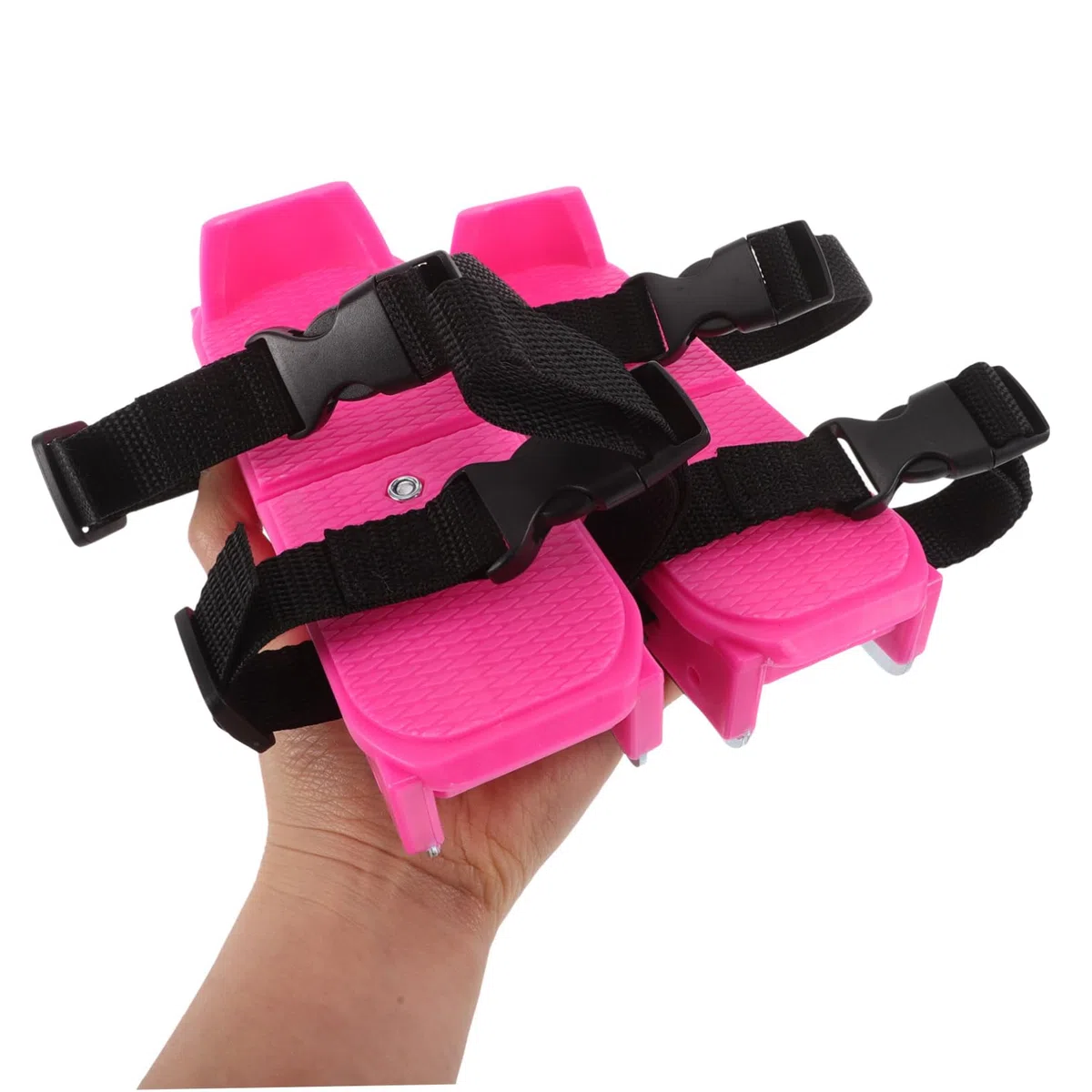 INOOMP Pattini per Ghiaccio Ragazzi Regolabili Rosa 1 Paio Principianti | Pp e Metallo, Nastro, per Sci e Sport Invernali, Mini Sci per Uso Esterno, Adatti a Ragazzi Esordienti