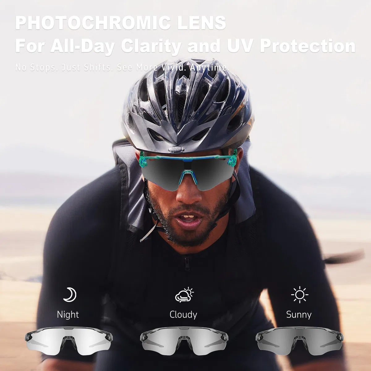 Occhiali da ciclismo fotocromatici intercambiabili lenti PC Revo UV400 protezione MTB occhiali sportivi ciclismo triathlon corsa occhiali da sole per donne uomini specchio blu menta
