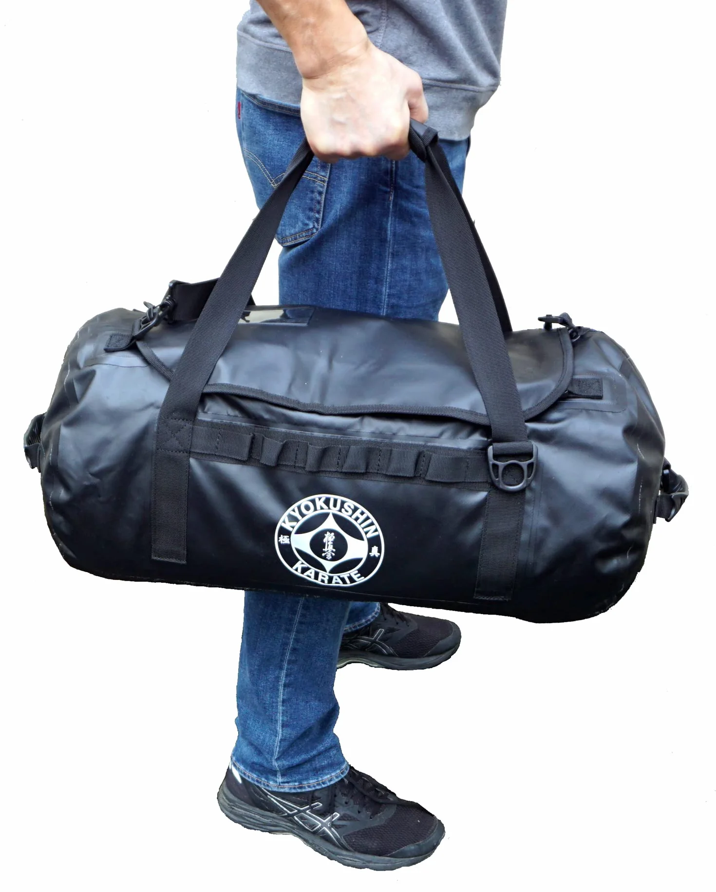 Kyokushin Karate - Borsa sportiva Kyokushinkai Duffle Bag (50 litri), Nero , 60 cm x 29 cm x 29 cm